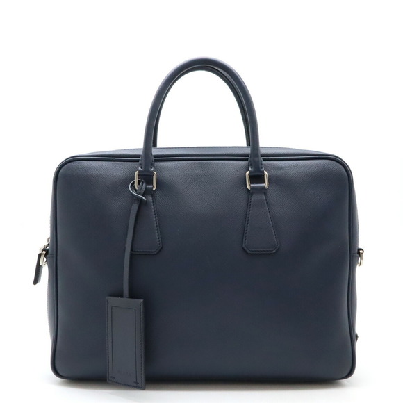 Prada business briefcase leather Blue SAFFIANO bag Navy - Picture 1 of 9